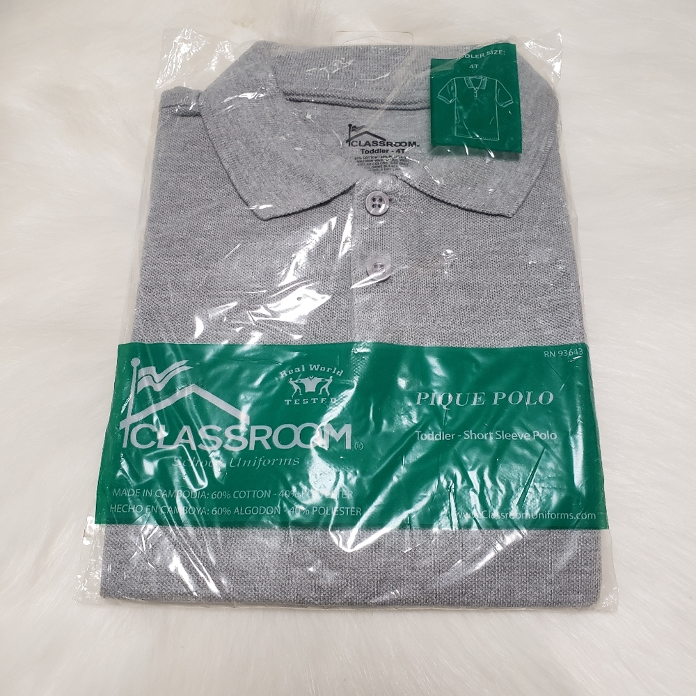 Grey boy/girl school uniform t-shirt.
